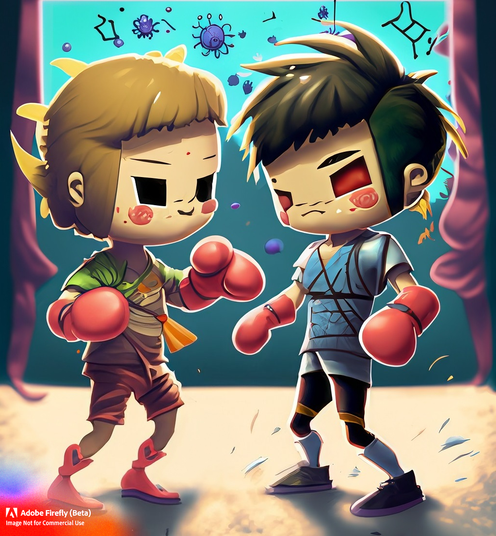 immune system fighting infection chibi style