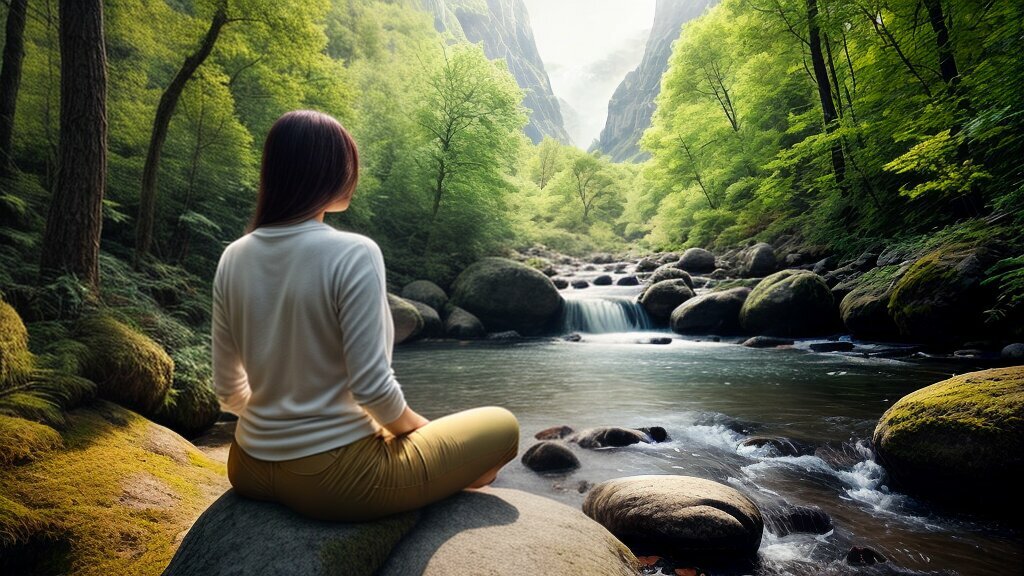 mindful woman meditating