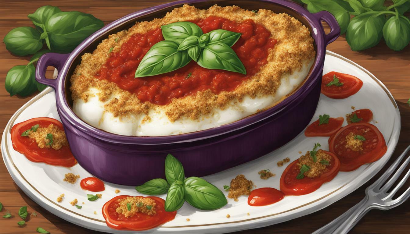 Vegan eggplant parmesan casserole dish