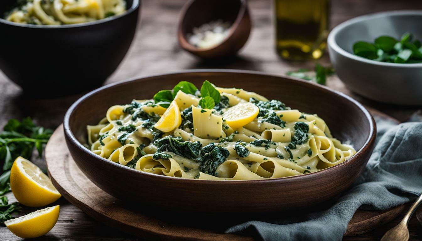 Vegan spinach artichoke pasta recipe