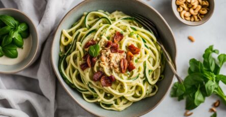 Vegan carbonara zoodles recipe easy